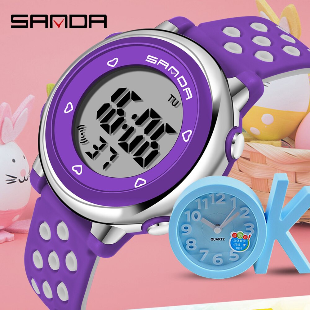 Đồng hồ kỹ thuật số SANDA 2008 màn hình LED chống nước nhiều màu sắc dành cho bé trai gái | BigBuy360 - bigbuy360.vn