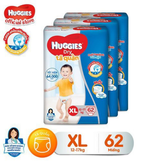 (hàng tặng )TÃ quần HUGGIES Cực đại M74/ L68 /XL62 /XXL56 {mẫu mới }