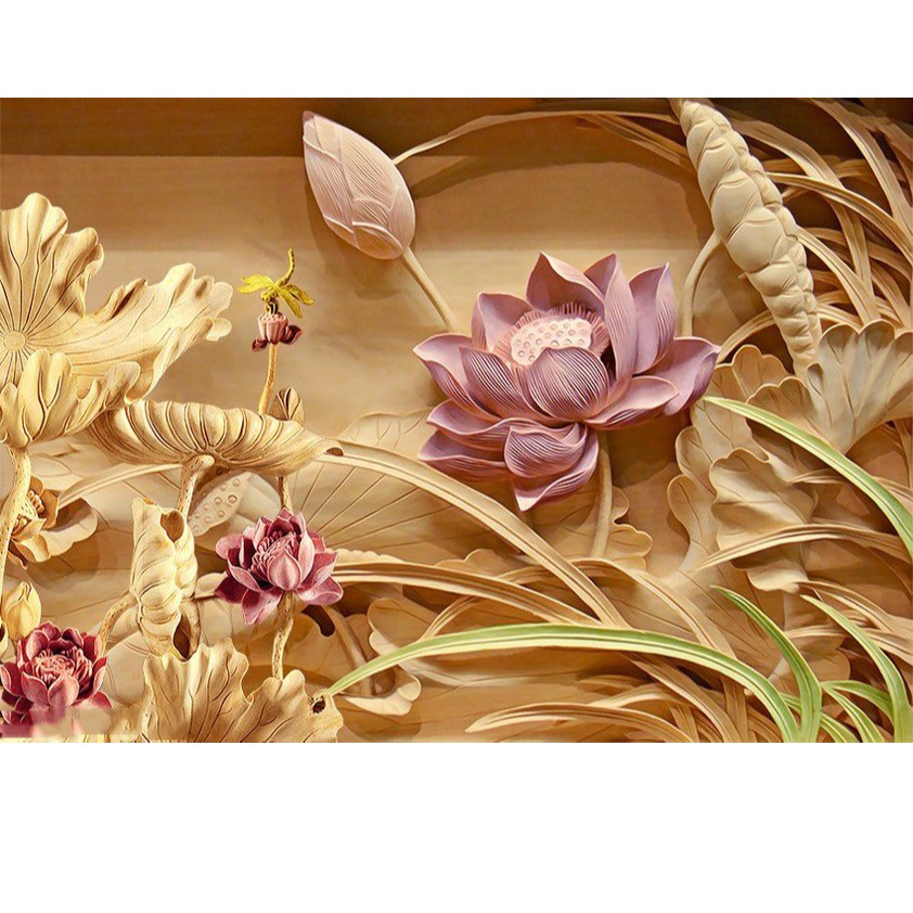 Tranh 3D Điêu khắc -phù điêu độ nét cao--vải lụa kim sa.