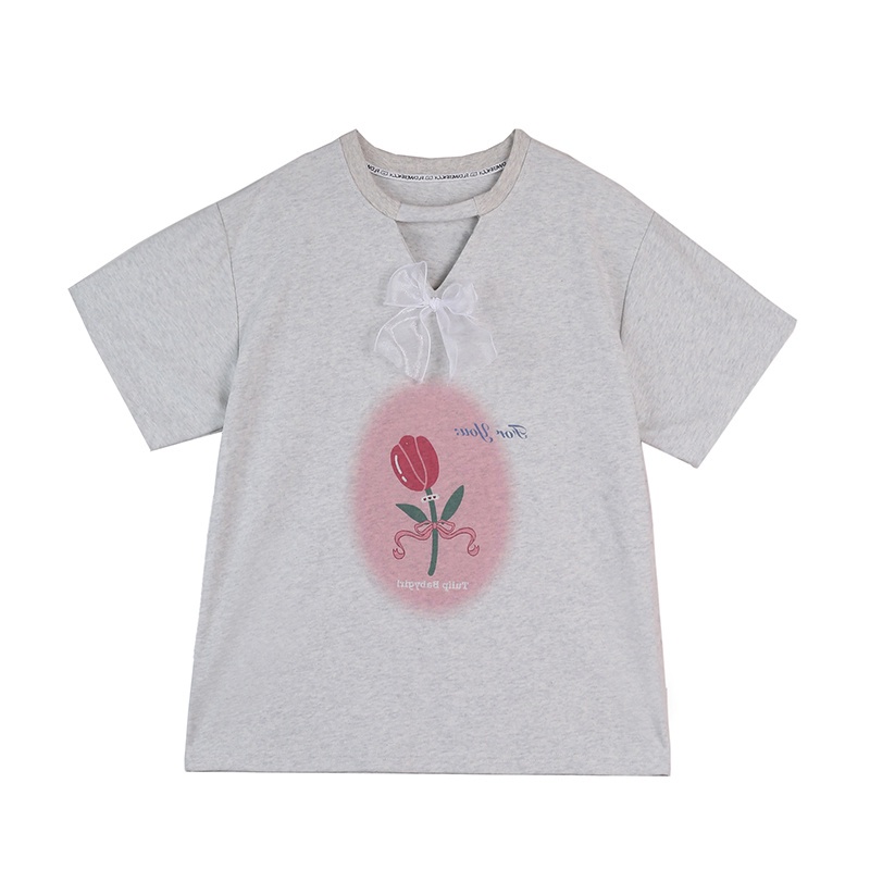 SUXI Áo Thun Tay Ngắn Dáng Rộng In Họa Tiết Đơn Giản Thời Trang Mùa Hè Dễ Phối Đồ Cho Nữ