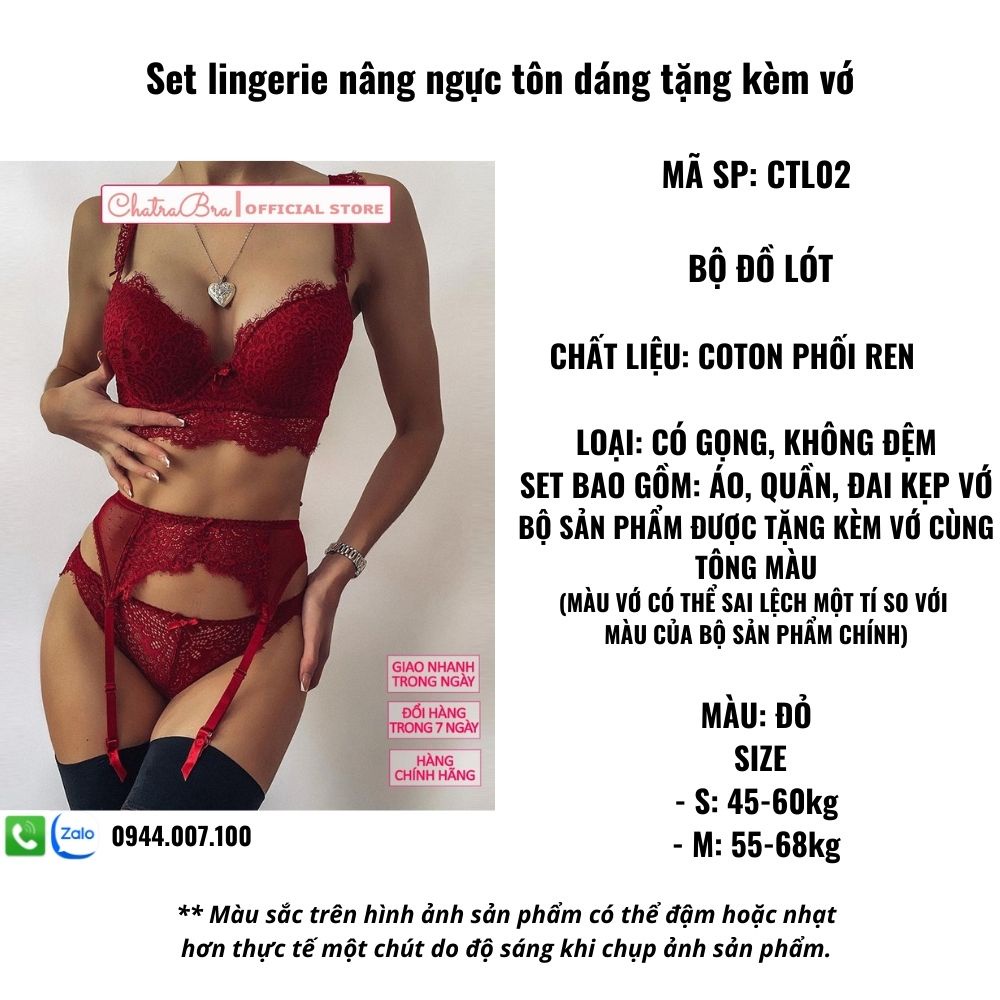 Set lingerie nâng ngực tôn dáng tặng kèm vớ | BigBuy360 - bigbuy360.vn