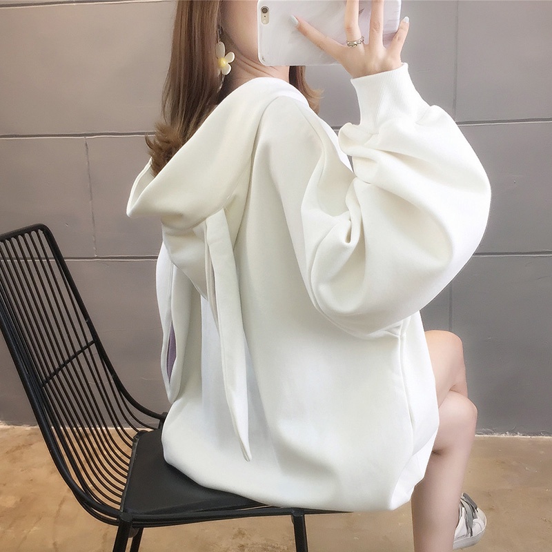 Áo Hoodie Tay Dài Cổ Tròn Dáng Rộng In Họa Tiết Hoạt Hình Thời Trang Thu Đông Cho Nữ 2021