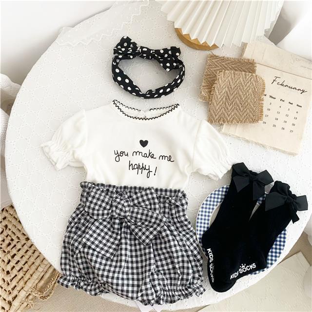 Bộ Áo Thun + Quần Short Viền Ren Thời Trang Mùa Hè Cho Bé Gái 5 Tuổi