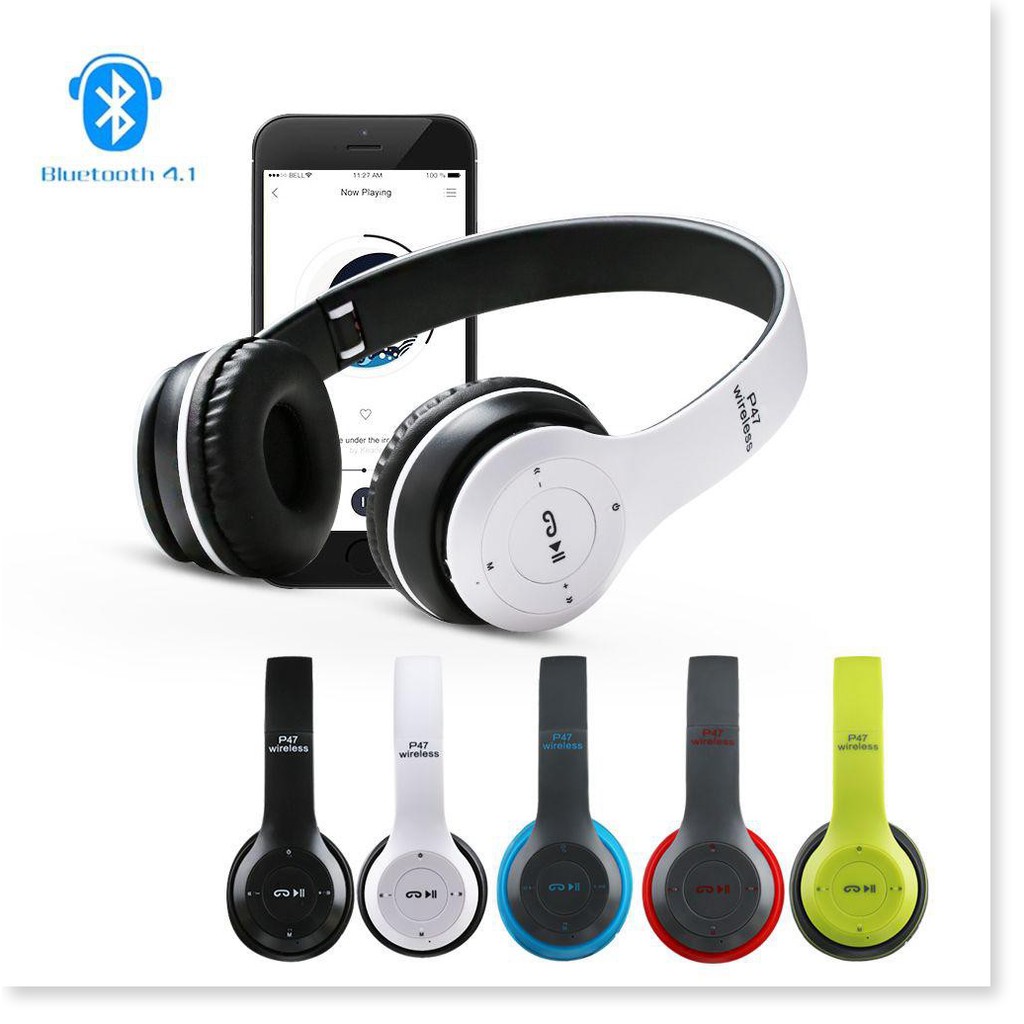 [ SALE 50%] Tai nghe chụp tai cao cấp bluetooth Growntech P47 có khe thẻ nhớ, phiên bản mới, nâng cấp mọi tính năng, chấ