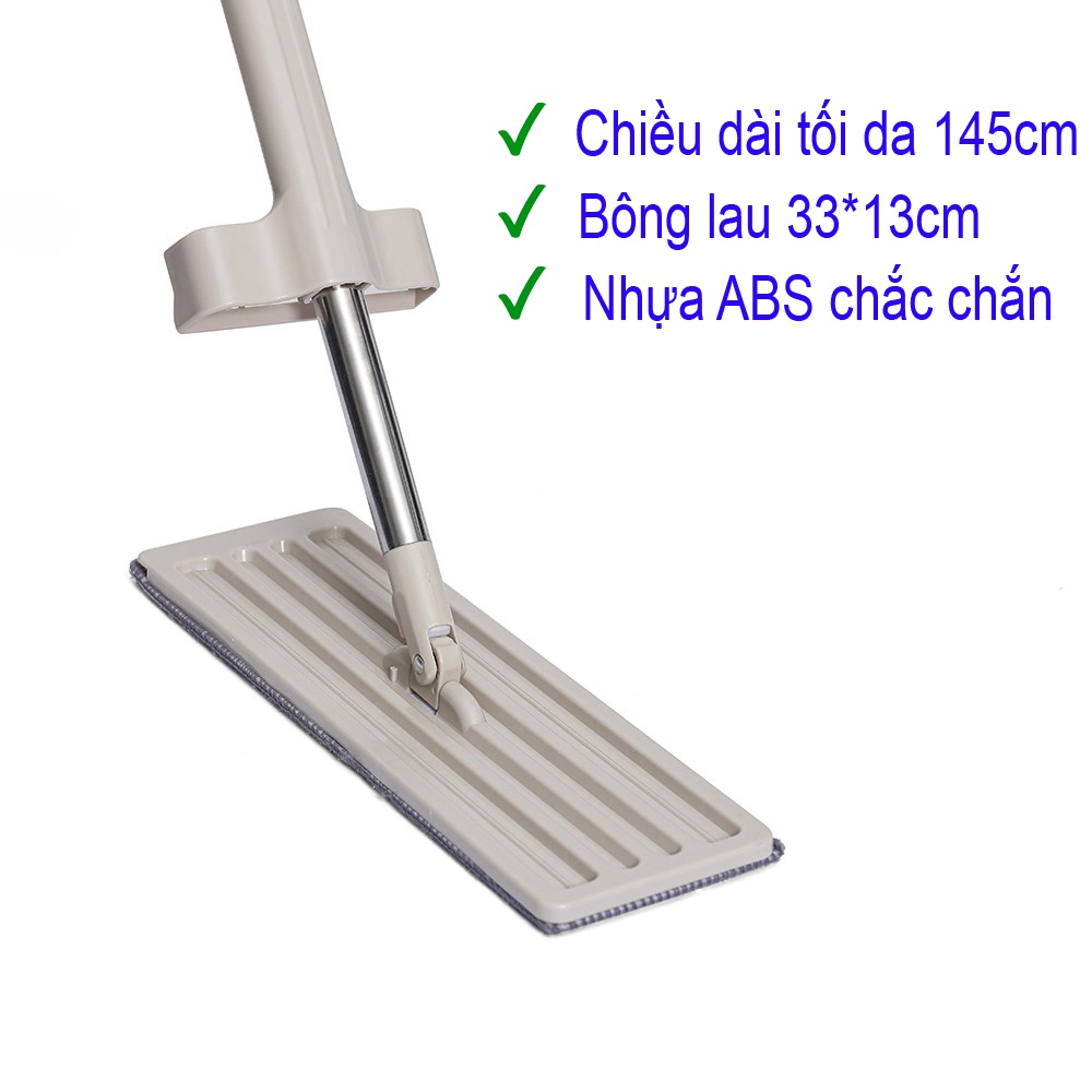 Cây chổi lau nhà tự vắt thông minh đầu xoay 360 độ inox cao cấp dài 130cm tặng kèm 2 bông lau MUNTECH CL01