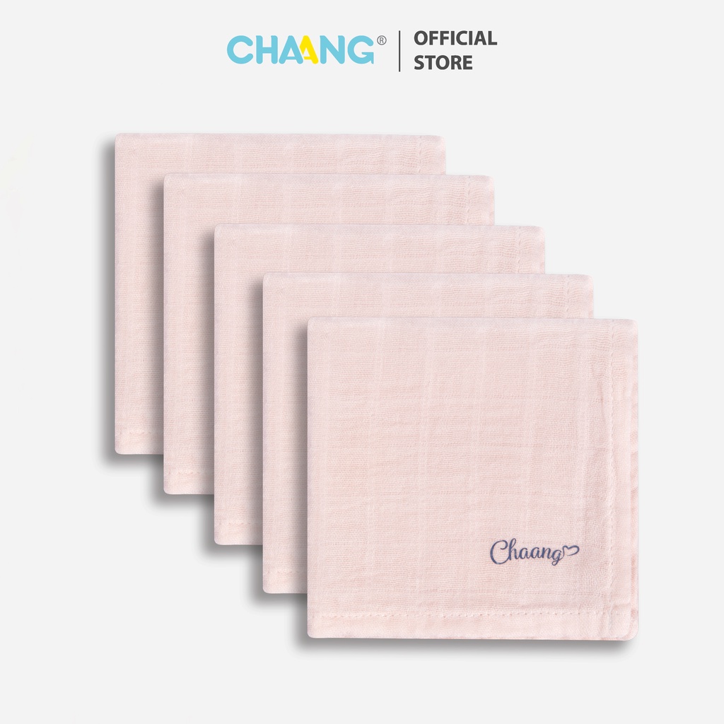 CHAANG Set 5 khăn sữa cho bé Active hồng Chaang