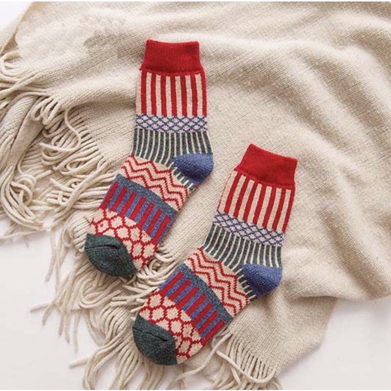 TẤT CAO CỔ NAM VỚ CAO CỔ NỮ TẤT VỚ VINTAGE UNISEX QUẢ TRÁM THỔ CẨM TONE CAM