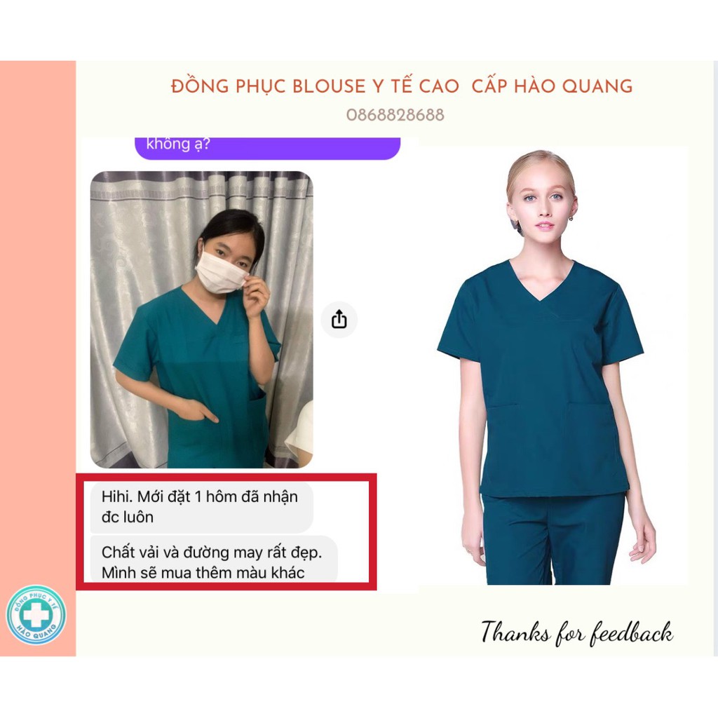 Bộ Scrubs Bác Sĩ, quần áo phòng mổ, đồng phục phẫu thuật, đồng phục spa vải cao cấp