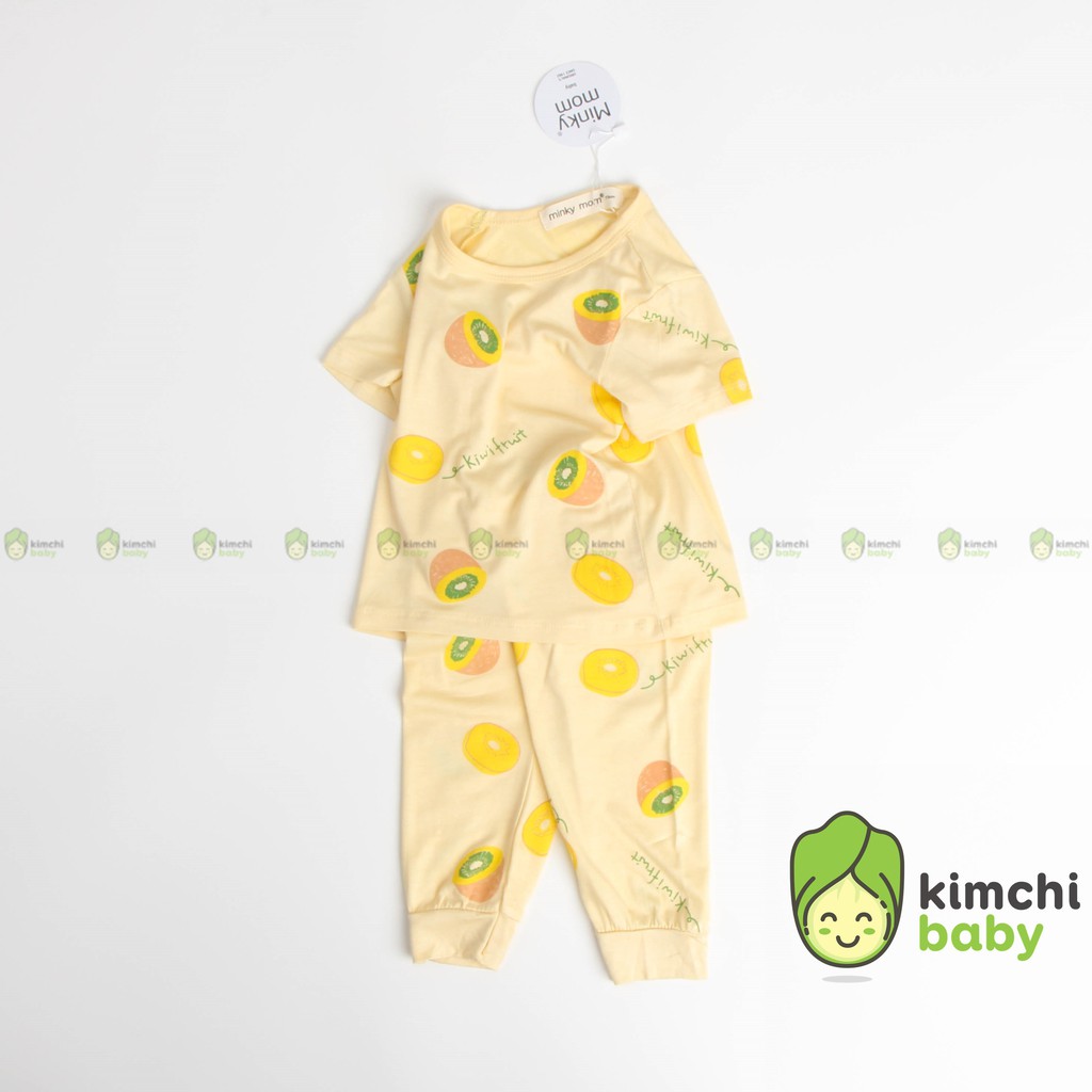 Đồ Bộ Bé Gái. Bé Trai Minky Mom Vải Thun Lạnh Họa Tiết Trái Cây Hoa Quả In Chìm, Bộ Dài Tay Thu Đông Cho Bé MKMTD2106