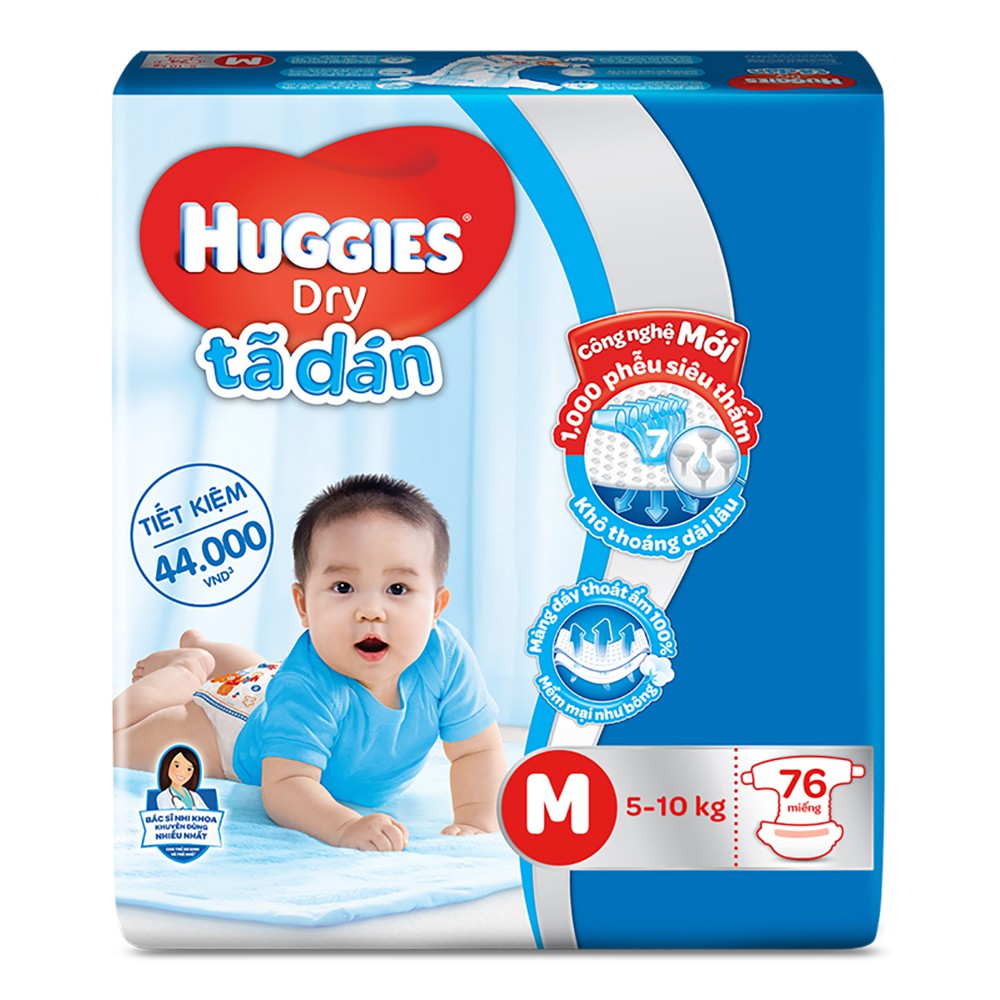 Tã Dán Huggies Size M76, L68,XL62