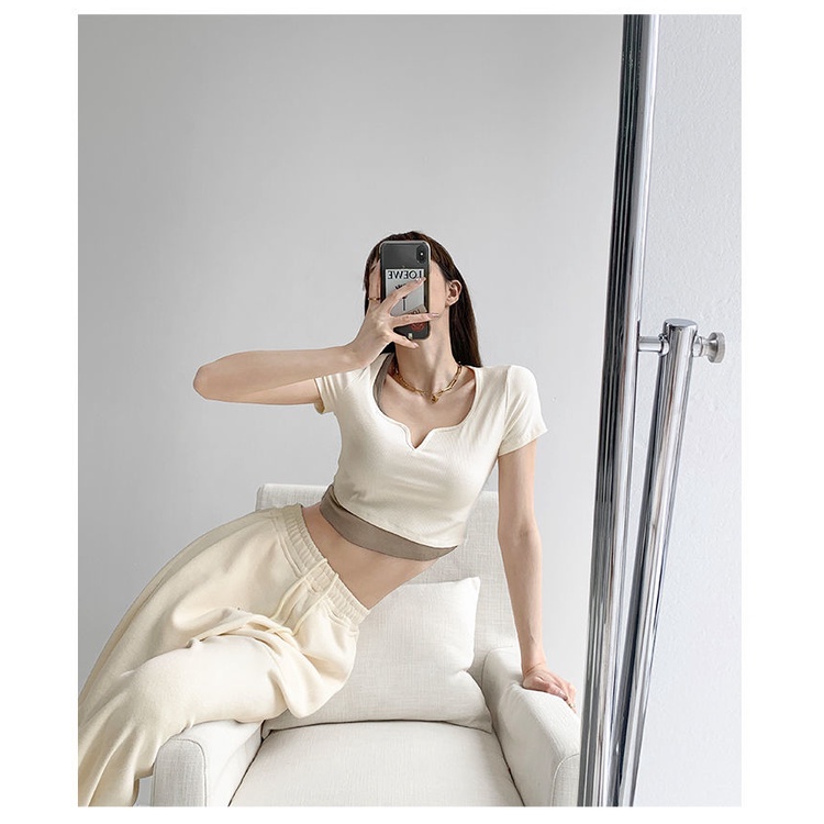 Áo Thun Ngắn Tay Giả Hai Lớp Phong Cách Đường Phố Cho Nữ