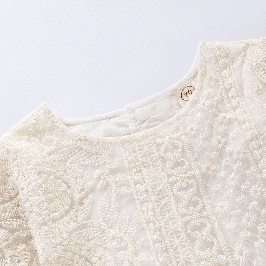 Bộ Áo Liền Quần Phối Ren Cho Bé Gái Sơ Sinh