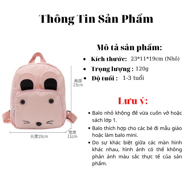 Ba Lô Mẫu Giáo Hình Chuột Dễ Thương Cho Bé Trai Bé Gái