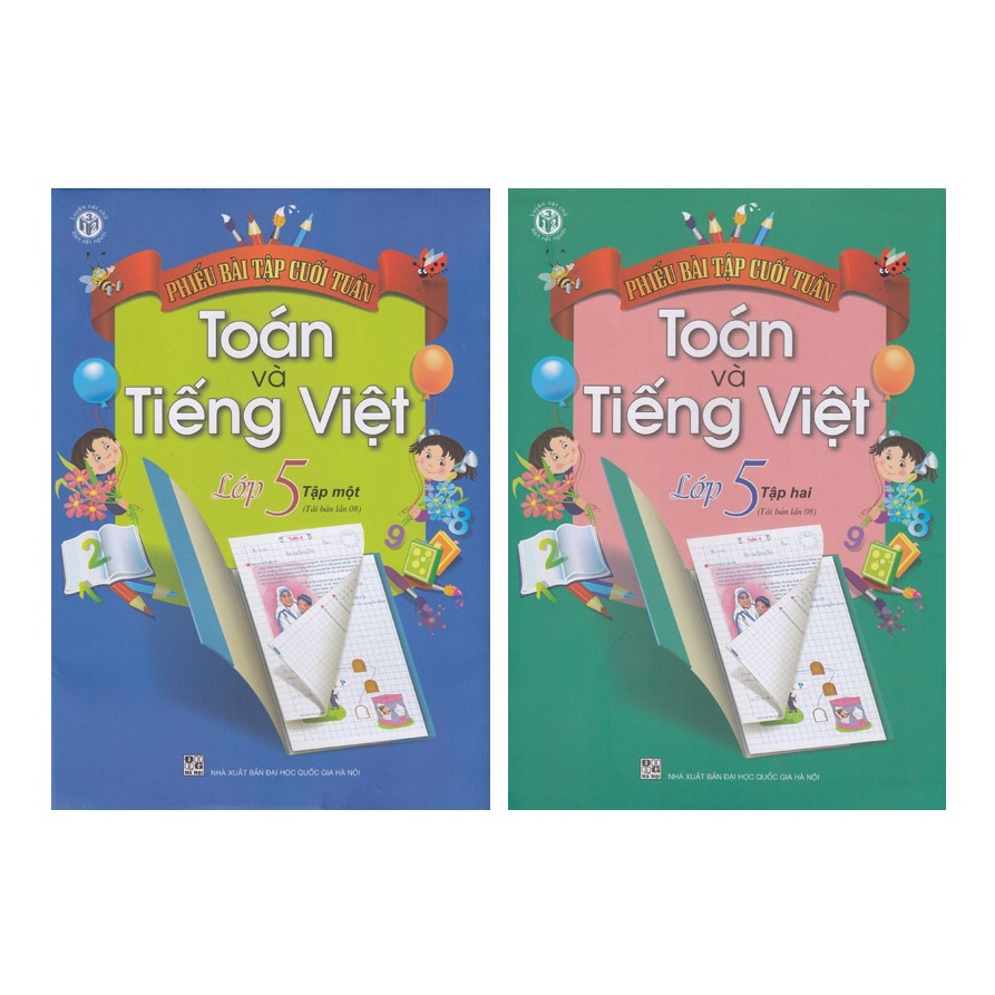 Sách - Combo Phiếu Bài Tập Cuối Tuần Toán Và Tiếng Việt Lớp 5 (2 Tập)