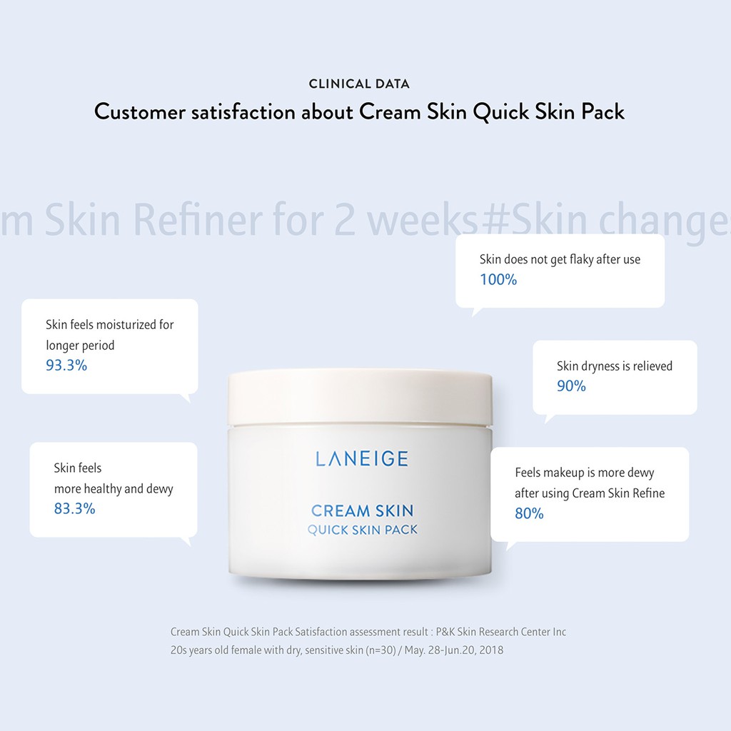 Bộ 100 Tờ / 50 Miếng Đệm + 50ml Kem Dưỡng Da Nhạy Cảm LANEIGE Cream Skin Quick Skin Pack  - Da Nhạy Cảm 2 Phút