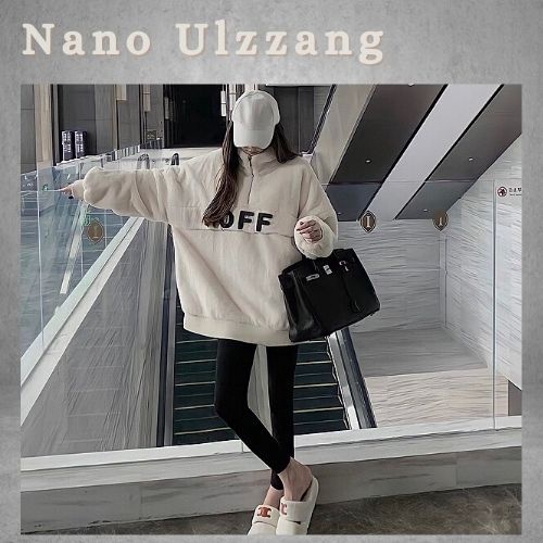 Áo khoác lông họa tiết chữ OFF / Áo khoác ngoài thiết kế tay dài style Ulzzang trẻ trung, năng động_nanoulzzang