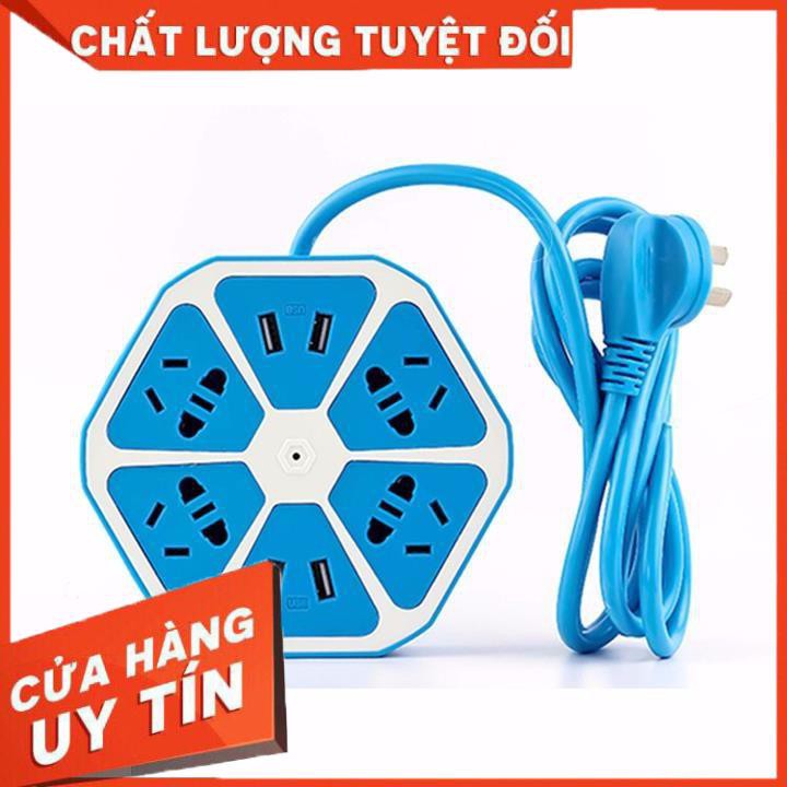 [Xả kho + free ship] Ổ cắm điện lục giác tích hợp 4 cổng USB