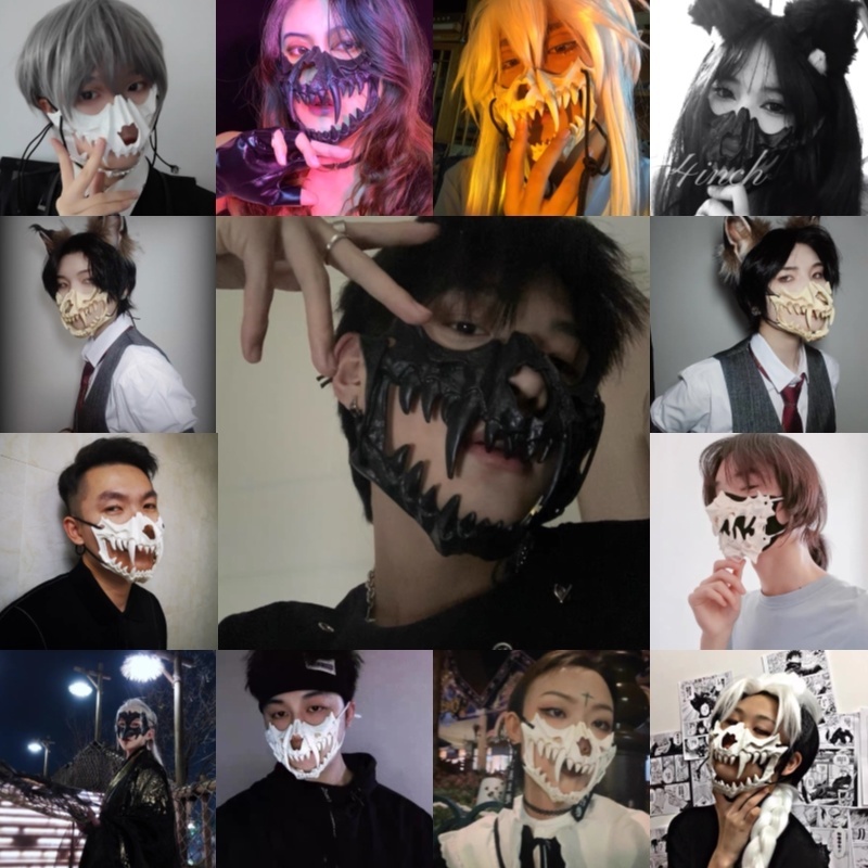Mặt Nạ Hóa Trang Halloween Hình Đầu Lâu Hổ Độc Đáo