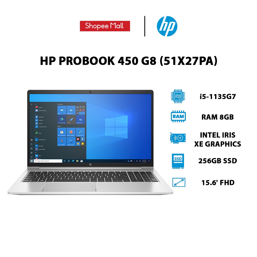 Laptop HP ProBook 450 G8 (51X27PA) i5-1135G7 | 8GB | 256GB | Intel Iris Xe Graphics | 15.6' FHD | W10