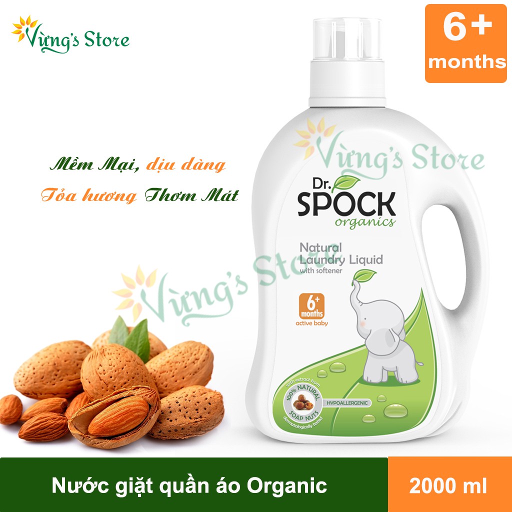 2 Can Nước giặt quần áo Trẻ Em Organic cho trẻ từ 6 tháng tuổi Dr Spock 2000ml