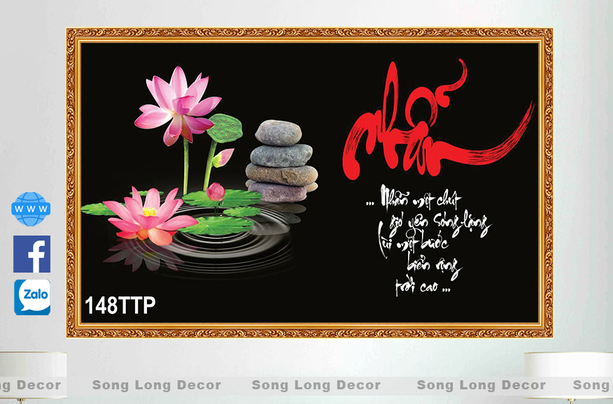 Tranh Dán Tường Chữ Nhẫn- SL148TTP-Tranh 3d Thư Pháp - Song Long Decor