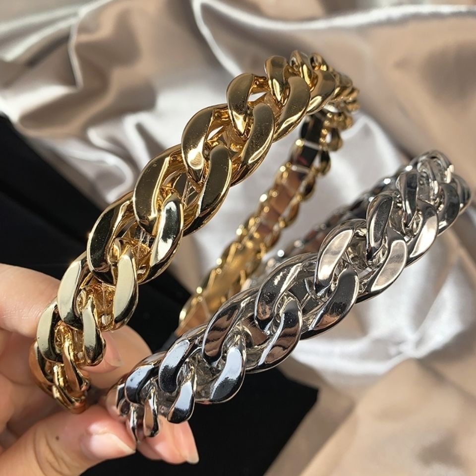 Phiên Bản Dày!F & X Băng Đô Dây Xích Kim Loại Dạng Chuỗi Xích Nhỏ Đơn Giản Độc Đáo Phong Cách Hàn Quốc Cho Nữ Sinh
