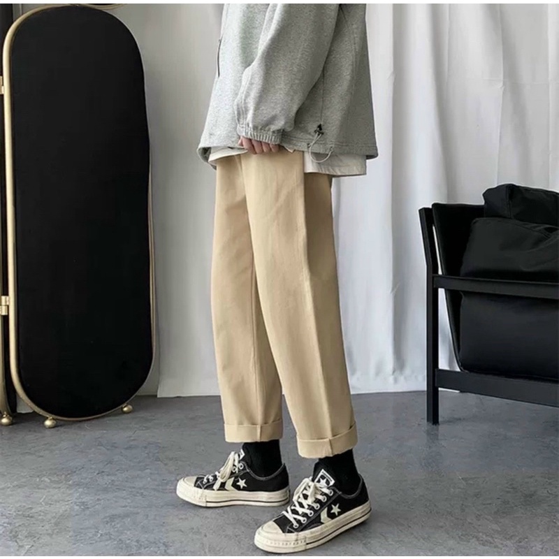 QUẦN KAKI TRƠN ỐNG RỘNG ( hình chụp thật )