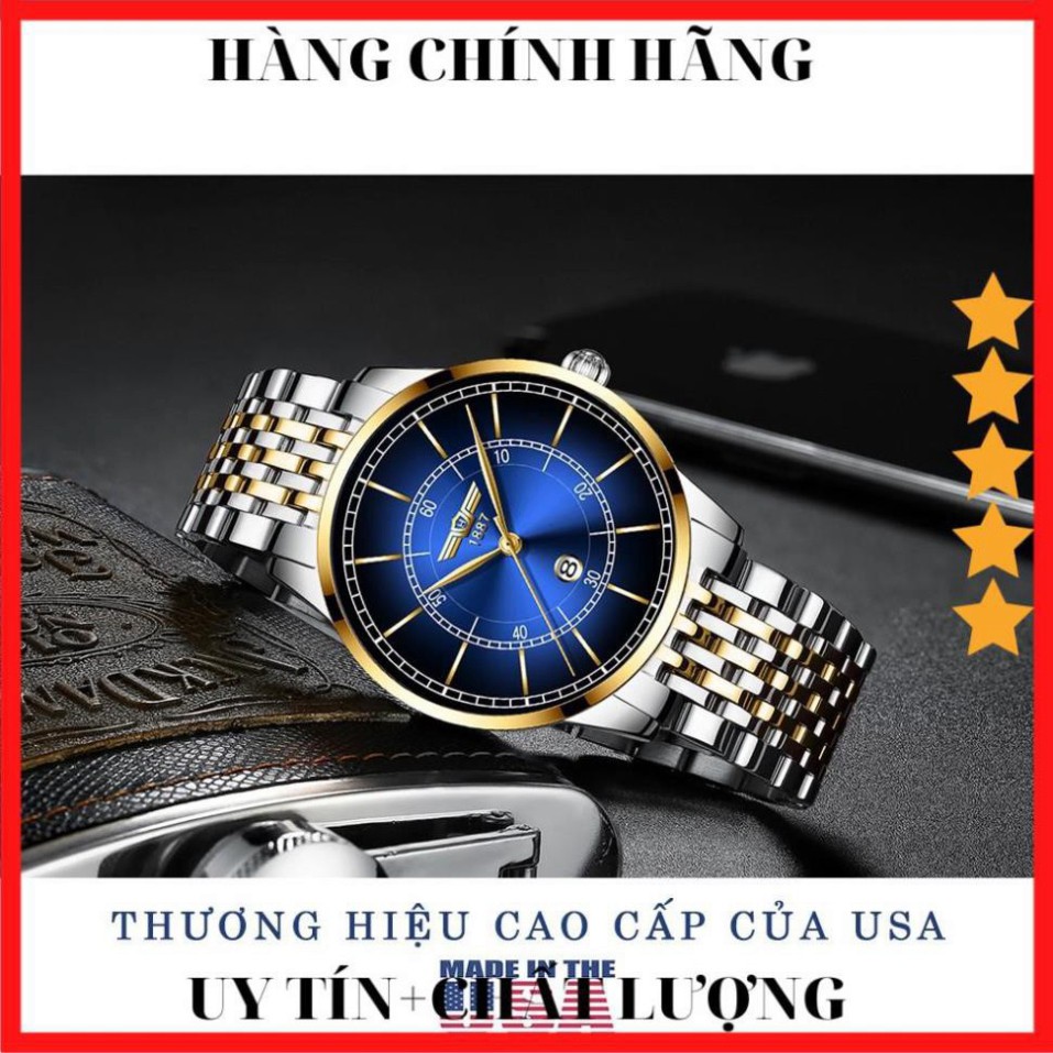 y9 M09 Đồng hồ Nam HARLEY USA - Dây Thép Đúc Đặc - nhãn hàng Cao Cấp Của Mỹ - Bảo Hành 12 Tháng Toàn