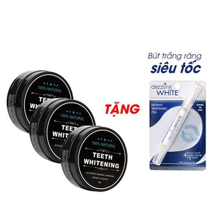 Combo Bột Trắng Răng Than Tre Hoạt Tính Nhật Bản Teeth Whitening - Tặng 1 Bút Tẩy Trắng Răng Dazzling Whitening