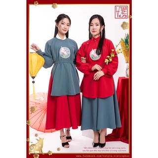 Combo Áo Vân Hạc và quần váy cho nữ