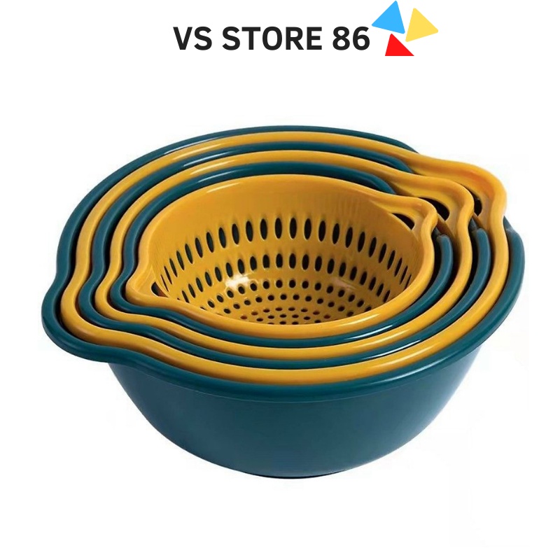 Bộ Rổ 6 Món Kèm Chậu Chất Liệu Nhựa Cao Cấp, Đựng Đồ Đa Năng