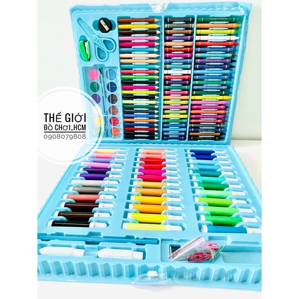 [HÀNG THẬT- CLIP THẬT] Đồ chơi hộp bút màu đa năng lớn 150 chi tiết dành cho bé yêu học vẽ, tô màu đầy sáng tạo.