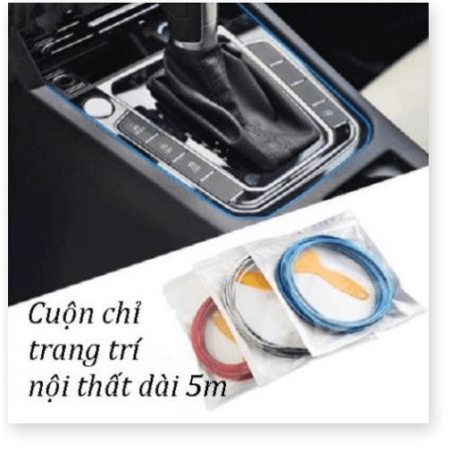 [Free ship 50k] Chỉ trang trí rãnh viền nội thất xe hơi cuộn 5 mét 4 màu thời trang🎁TẶNG dụng cụ lắp đặt loại 1