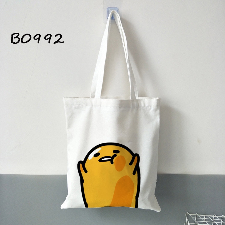 Túi Vải Canvas Đeo Vai In Hình Trứng Lười Gudetama Đáng Yêu Cho Nữ