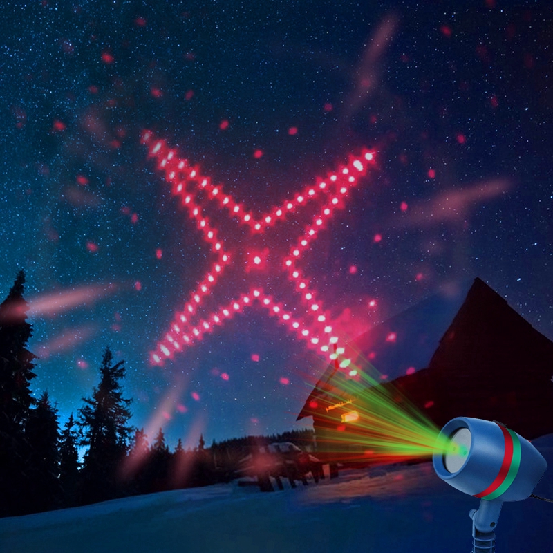Đèn Led Chiếu Laser Ngoài Trời Hình Bông Tuyết, Ngôi Sao 220v