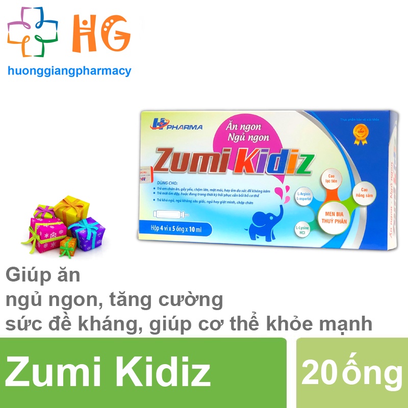 Zumi Kidiz bổ sung vitamin lysine kẽm cho cơ thể hỗ trợ tăng cường tiêu hóa giúp ăn ngon miệng và ngủ sâu Hộp 4 vỉ