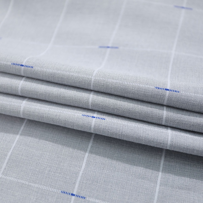 Áo Sơ Mi Nam Công Sở Trung Niên Thương Hiệu Anton Xám Ghi Ngắn Tay Vải Cotton Họa Tiết Kẻ Caro Trắng Xanh– XGD551