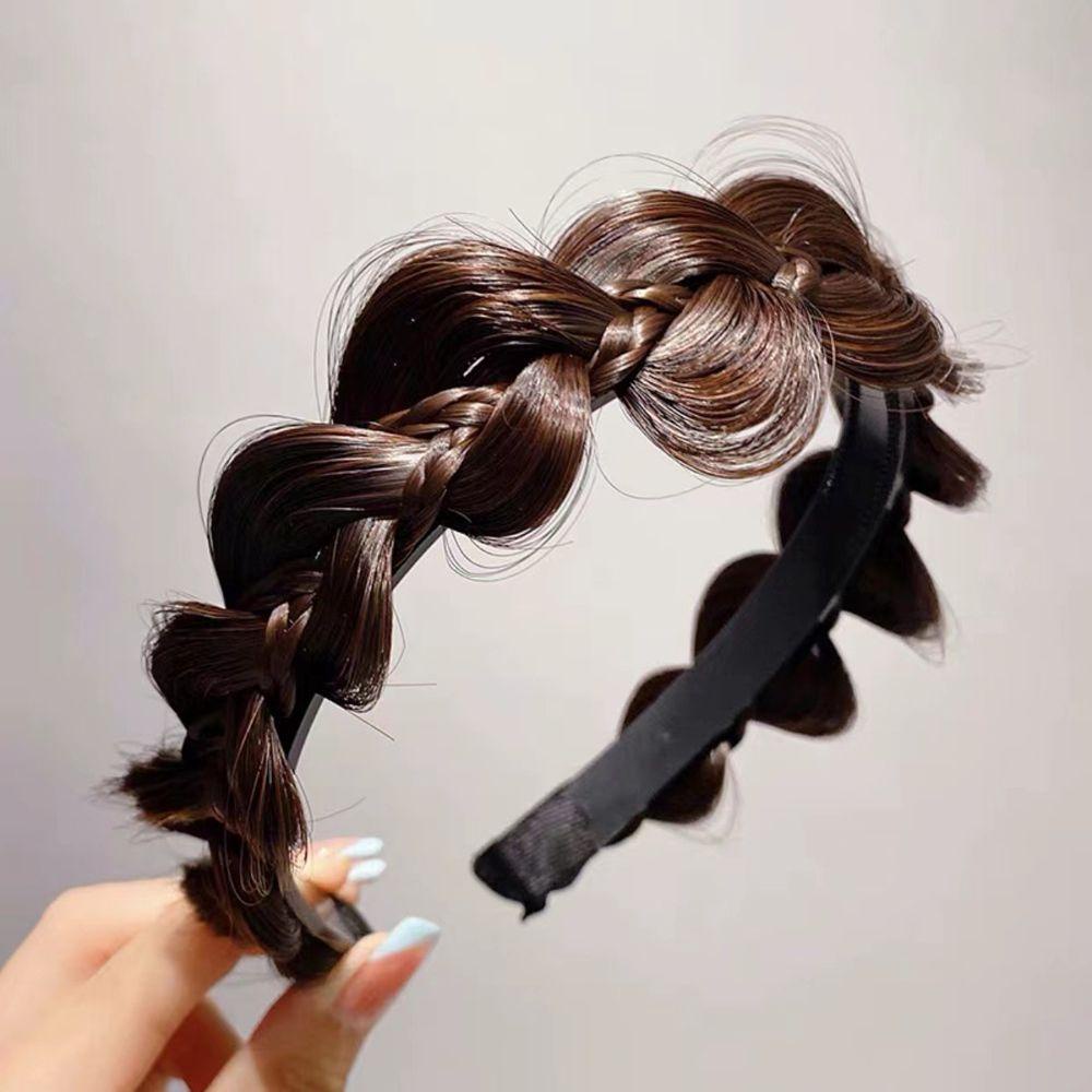 EXPEN Băng Đô Tóc Giả Thắt Bím Chống Trượt Phong Cách Retro Dễ Thương Dành Cho Nữ