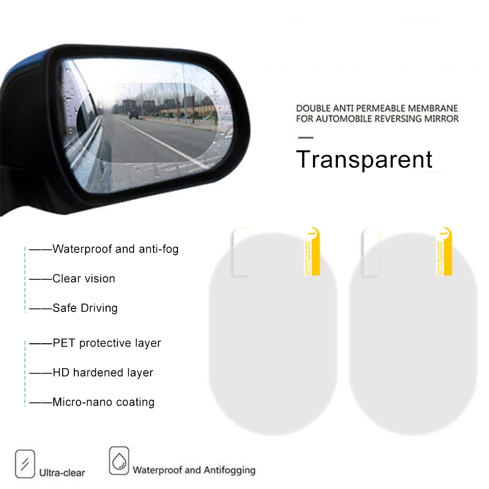 Bộ 2 lớp gương dán kính chiếu hậu chống mưa và sương mù cho xe hơi