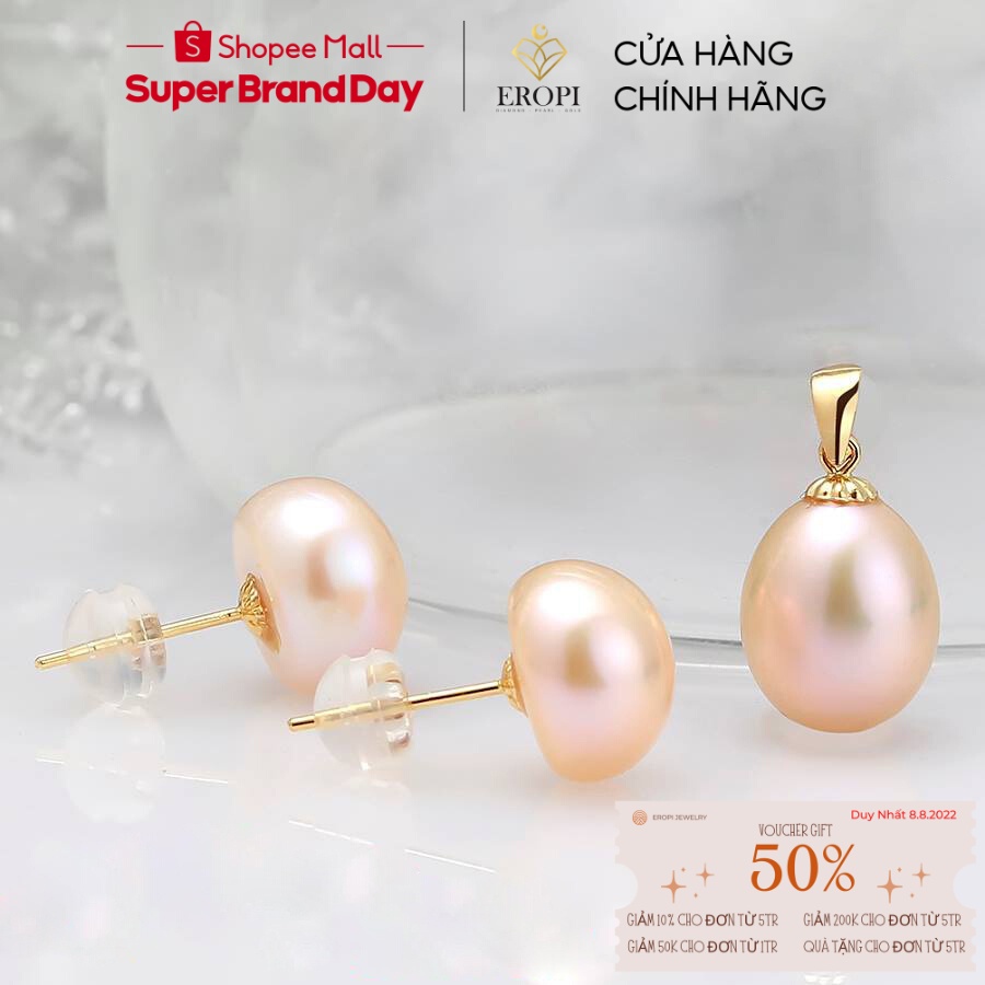 Set 2 ngọc trai Freshwater giọt lệ 9-10mm 18k