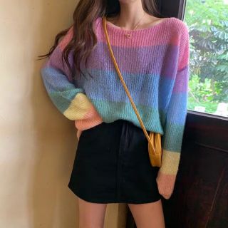 Áo len cầu vồng ulzzang