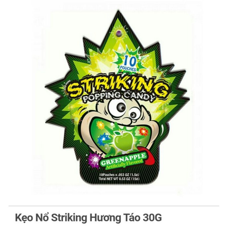 Kẹo Nổ Striking Hương Táo/ đào/ cola/ việt quất/ dưa gang 30G