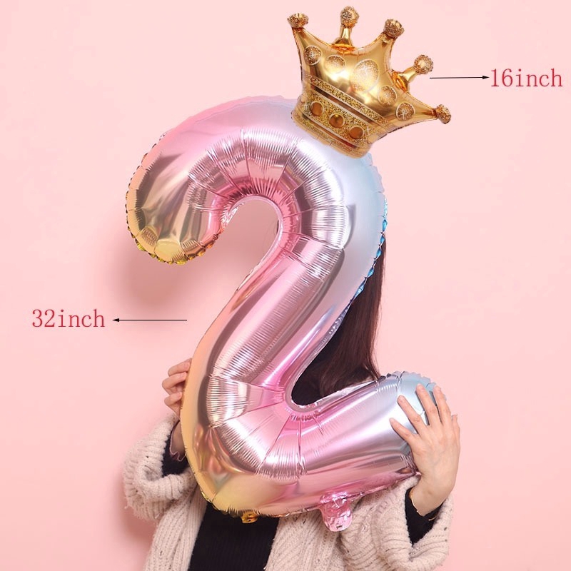 Set 2 bong bóng lá nhôm hình vương miện trang trí tiệc sinh nhật cho bé 32 inch