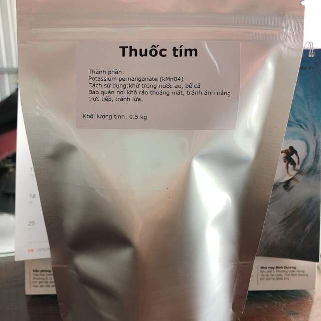 Thuốc tím KMnO4 - khử trùng nước - gói 500g