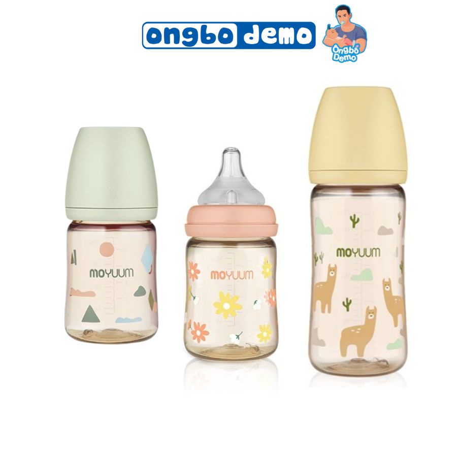 Bình sữa Moyuum PPSU họa tiết Mây, Lạc Đà, Hoa Cúc dung tích 170ml/270ml - Ongbodemo