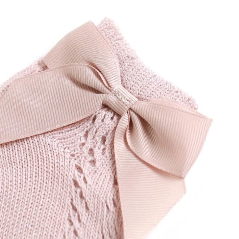 1 Đôi Vớ Cotton Mỏng Phối Lưới Đính Nơ Thời Trang Mùa Hè Cho Bé Gái