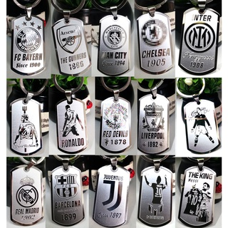 Hình ảnh Móc chìa khóa inox không gỉ các clb bóng đá chelsea Arsenal Real Madrid barcelona chính hãng