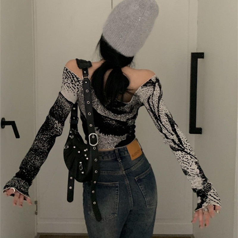 Áo Dệt Kim Nữ Tay Dài Hở Vai Thời Trang