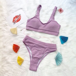 Bikini hai mảnh len tăm quần lưng cao