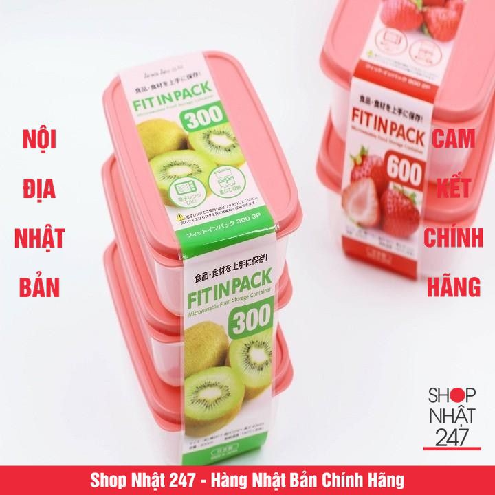 Set 3 hộp nhựa đựng thực phẩm Fitin Pack 300ml nắp dẻo - Nội địa Nhật Bản